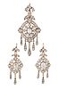 A DIAMOND PENDANT AND EARRING SUITE, the pendant with a cen