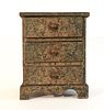 Miniature Blue Paper-Covered 3 Drawer Chest