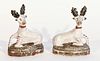 Pair of Small Chalkware Reclining Stags
