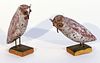 Pair of Folk Art Miniature Carved Owls