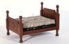 Carved Doll's Bed with original Mattress-Boxspring