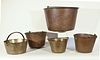Lot of 5 Early Brass and Iron Buckets