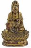 Chinese carved and gilded bronze and stone Buddh