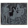 PABLO PICASSO, Two Women with Vase of Flowers, from the binder 1963, Unsigned, Linocut without print number from edition of 520, 10.6 x 12.5" (27 x 32