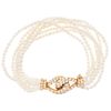 BRACELET WITH CULTIVATED PEARLS AND DIAMONDS IN 18K YELLOW GOLD, Clasp with pressure safety