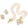 SET OF CHOKER AND PAIR OF EARRINGS WITH CULTIVATED PEARLS AND DIAMONDS IN WHITE AND YELLOW 18K AND 14K GOLD