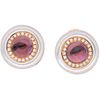 PAIR OF EARRINGS WITH MOTHER OF PEARL, RUBELITE AND DIAMONDS IN 18K ROSE AND WHITE GOLD FROM THE BVLGARI FIRM, BVLGARI BVLGARI COLLECTION CO ...