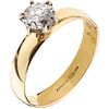 SOLITAIRE RING WITH DIAMOND IN 14K YELLOW GOLD Engraved. Weight: 5.2 g. Size: 14 1 Brilliant cut diamond ~ 1.38