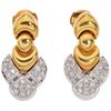 PAIR OF EARRINGS WITH DIAMONDS IN YELLOW AND WHITE 18K GOLD Post earrings. Weight: 11.6 g. Size: 0.51 x 1" (1.3 x 2.7 cm) 38 Di ...