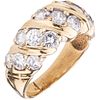 RING WITH DIAMONDS IN 14K YELLOW GOLD Size adjustment mark. Weight: 6.2 g. Size: 7 15 Brilliant cut diamonds ...