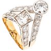 DIAMOND RING IN 18K YELLOW GOLD Weight: 7.3 g. Size: 7 ½ 1 Princess cut diamond ~ 0 ...