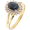 RING WITH SAPPHIRE AND DIAMONDS IN 14K YELLOW GOLD Weight: 2.9 g. Size: 8 1 Faceted oval cut sapphire ~ 0.90 ct ...