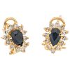 PAIR OF EARRINGS WITH SAPPHIRES AND DIAMONDS IN 14K YELLOW GOLD Weight: 2.9 g. Size: 0.31 x 0.43" (0.8 x 1.1 cm)