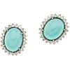 PAIR OF EARRINGS WITH TURQUOISES AND DIAMONDS IN SILVER PALLADIUM Weight: 10.2 g. Size: 0.62 x 0.74" (1.6 x 1.9 cm)