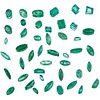 UNMOUNTED EMERALDS 29 Marquise cut emeralds, 9 faceted oval cut, 1 octagonal cut, 4 faceted rectangular cut (one chipped).