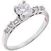 RING WITH DIAMONDS IN 14K WHITE GOLD Weight: 2.2 g. Size: 7 1 Brilliant cut diamond ~ 0.45 ct Clarity: I2