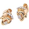 PAIR OF 18K WHITE AND ROSE GOLD DIAMOND EARRINGS Weight: 10.1 g. Size: 0.62 x 0.94" (1.6 x 2.4 cm)