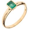 18K YELLOW GOLD RING WITH EMERALD Weight: 2.5 g. Size: 6 ½ 1 Emerald octagonal faceted cut ~ 0.40 ct