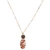 NECKLACE AND PENDANT WITH QUARTZ AND DIAMONDS IN 14K YELLOW, WHITE AND ROSE GOLD Necklace with spring clasp. 