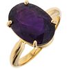 RING WITH AMETHYST IN 14K YELLOW GOLD Weight: 4.3 g. Size: 6 ¾ 1 Faceted Oval Cut Amethyst ~ 4.50 ct