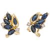 PAIR OF EARRINGS WITH SAPPHIRES AND DIAMONDS IN 14K YELLOW GOLD Weight: 4.6 g. Size: 0.35 x 0.5" (0.9 x 1.3 cm)