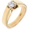SOLITAIRE RING WITH DIAMOND IN 14K YELLOW GOLD Weight: 6.7 g. Size: 6 ½ 1 Brilliant cut diamond ~ 0.40 ct