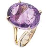 RING WITH AMETHYST IN 18K YELLOW GOLD Weight: 7.7 g. Size: 6 ½ 1 Amethyst faceted oval cut ~ 13.0 ct