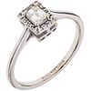 RING WITH DIAMONDS IN 14K WHITE GOLD Weight: 2.2 g. Size: 6 ½ 1 Emerald cut diamond ~ 0.22 ct Clarity: VS1 Color: I