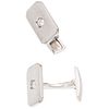 PAIR OF CUFFLINKS WITH DIAMONDS IN 18K WHITE GOLD FROM THE DAMIANI FIRM Weight: 11.7 g. Size: 0.62 x 0.35" (1.6 x 0.9 cm)
