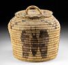 Native American Fiber Basket w/ Butterfly Motif, 1920s