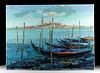 Signed Oil Painting Gondolas in Venice, G. Mortier