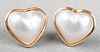 18K Yellow Gold Heart-Shaped Mabe Pearl Earrings