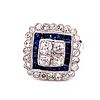 Art Deco Style Platinum, Diamonds & Sapphires Ring