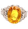 Retro Platinum Diamond & Yellow Sapphire Diamond Ring