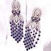 14K Diamond Sapphire Long Earrings