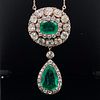 Victorian 18k & Platinum Colombian Emerald Diamond PendantÂ 