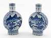 PAIR CHINESE BLUE AND WHITE PORCELAIN MOON FLASKS