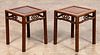 PAIR, CHINESE CARVED HARDWOOD SIDE TABLES