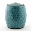 CHINESE TURQUOISE WOOD PATTERNED LIDDED JAR