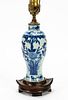 CHINESE BLUE & WHITE URN, MOUNTED AS A LAMP