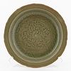 CHINESE GREEN GLAZED INCISED FLORAL MOTIF CHARGER
