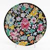 CHINESE SMALL FAMILLE NOIR THOUSAND FLOWERS PLATE