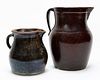 TWO SOUTHERN POTTERY PITCHERS, GLAZED EARTHENWARE