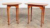 TWO ELDRED WHEELER TIGER MAPLE OCCASIONAL TABLES
