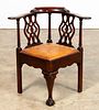 MAHOGANY CHIPPENDALE STYLE CORNER CHAIR