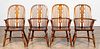 SET OF FOUR WOODEN WINDSOR ARMCHAIRS
