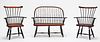 3 PCS, MINIATURE WINDSOR BENCH & PAIR OF CHAIRS