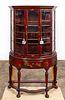 CONTINENTAL RED JAPANNED FIVE SIDED VITRINE