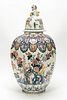 19TH C. LARGE RIBBED & LIDDED DELFT FAIENCE URN