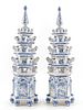 PAIR, DELFT STYLE FOUR-TIER FAIENCE TULIPIERES